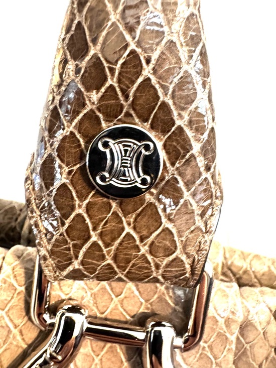 Vintage Y2K Celine Pillow Python-Embossed High Gloss Hobo Bag - Picture 4 of 9